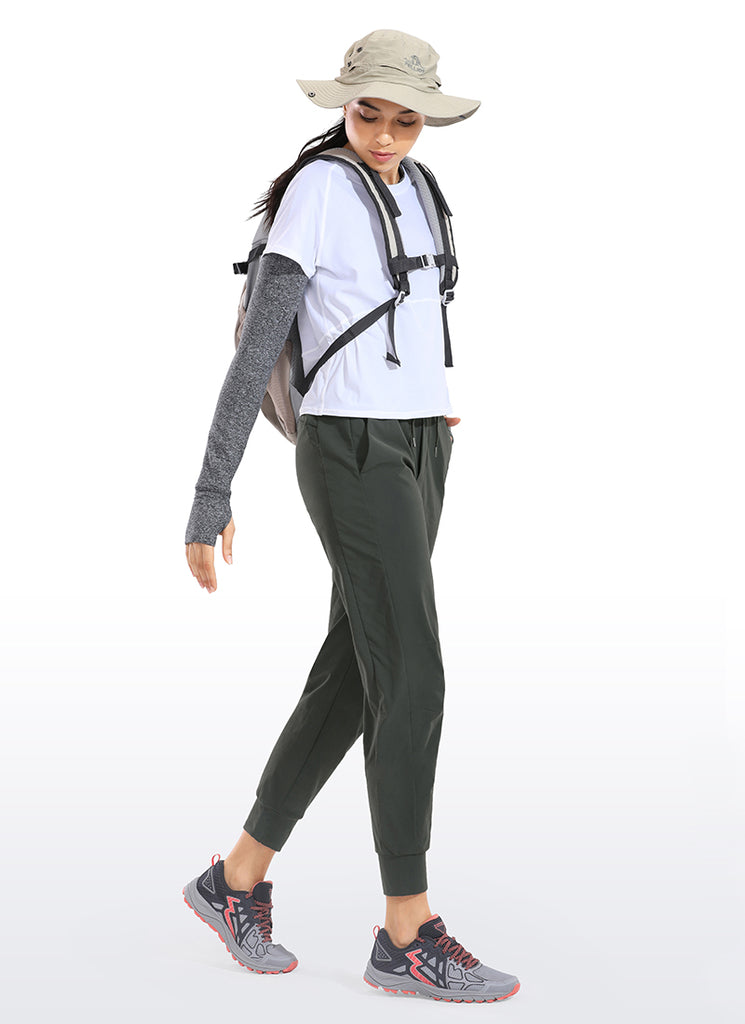 CRZ YOGA Women's Hiking Casual Relaxed Fit Ripstop Jogger Pockets 28'' Mountain Green