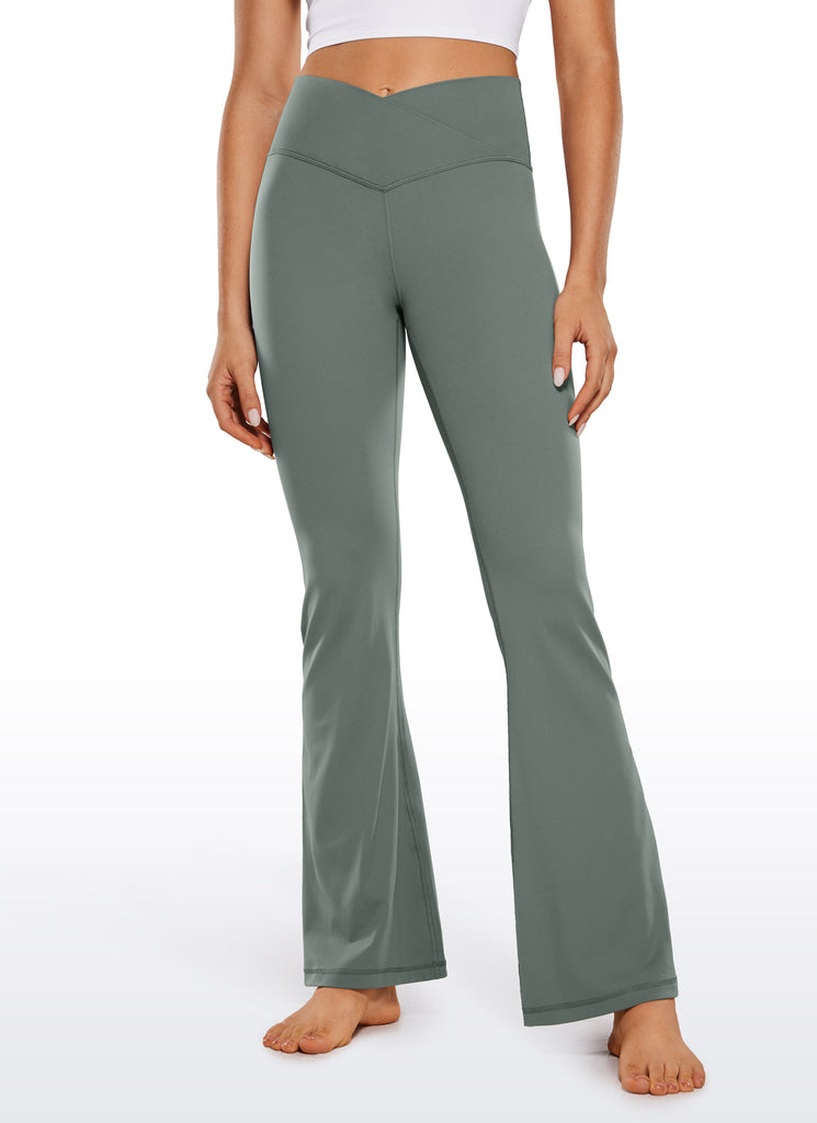 CRZ YOGA Women Butterluxe V Crossover High Waist Flare Leggings 31" True Navy