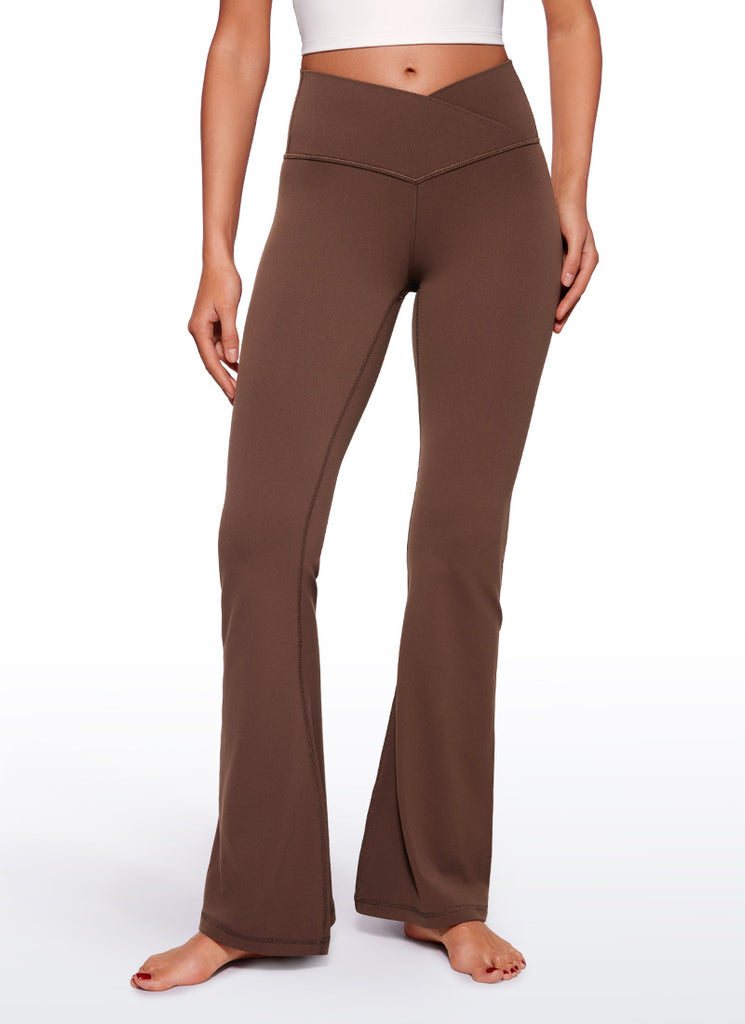 CRZ YOGA Women Butterluxe V Crossover High Waist Flare Leggings 31" Deep Purple