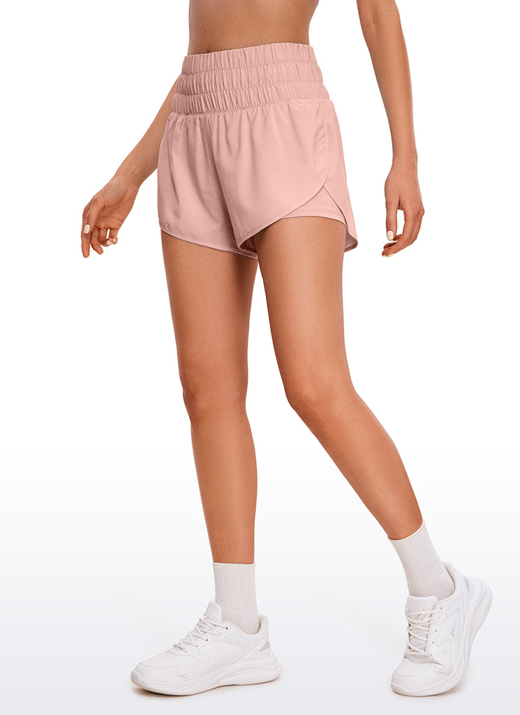 CRZ YOGA Women's Train High-Rise 2 in 1 Shorts with Pocket 3'' Puff Pink 2