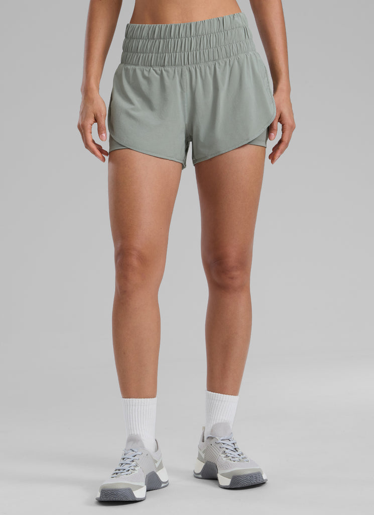 CRZ YOGA Women's Train High-Rise 2 in 1 Shorts with Pocket 3'' Hibiscus Purple