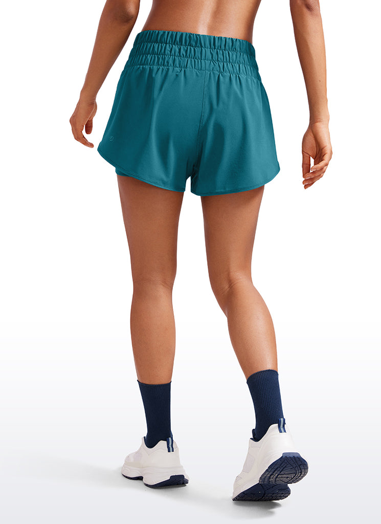 CRZ YOGA Women's Train High-Rise 2 in 1 Shorts with Pocket 3'' Borealis Green