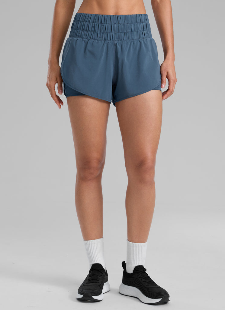 CRZ YOGA Women's Train High-Rise 2 in 1 Shorts with Pocket 3'' Stelindigo