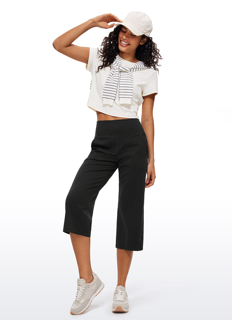 CRZ YOGA Women's Butterluxe High Rise Wide Leg Pants with Pockets 23'' Black