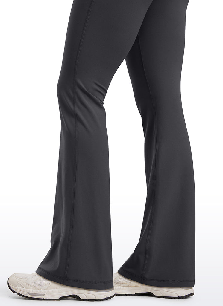 Butterluxe High Waist Flare Wide Leg Bootcut Pockets Leggings 33" Hot Fudge Brown