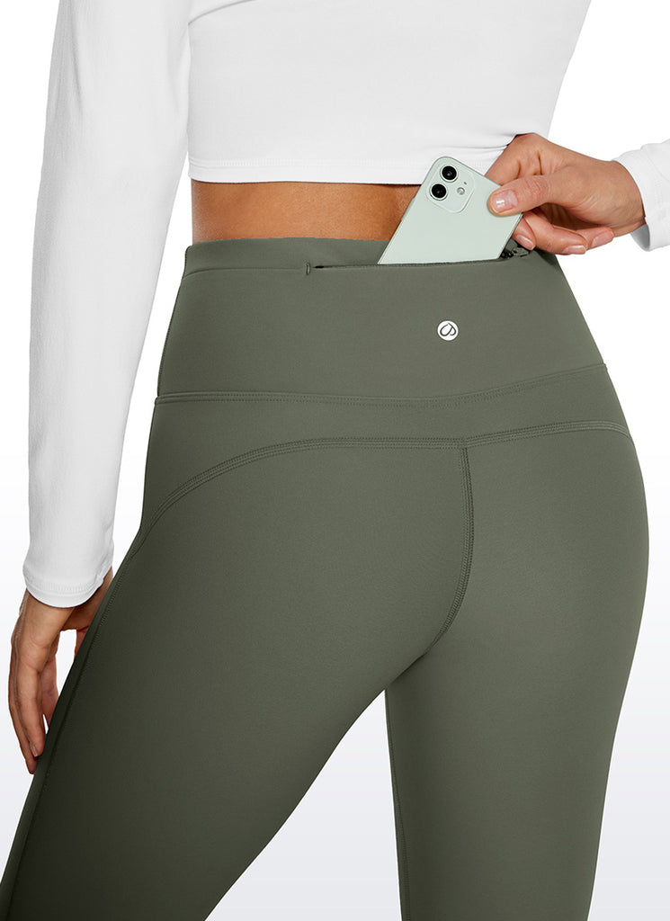 CRZ YOGA Womens Fleece Lined Flare Leggings 31" Light Army Green