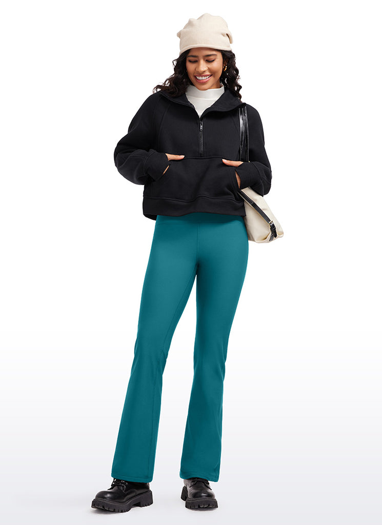 CRZ YOGA Womens Fleece Lined Flare Leggings 31" Milky White