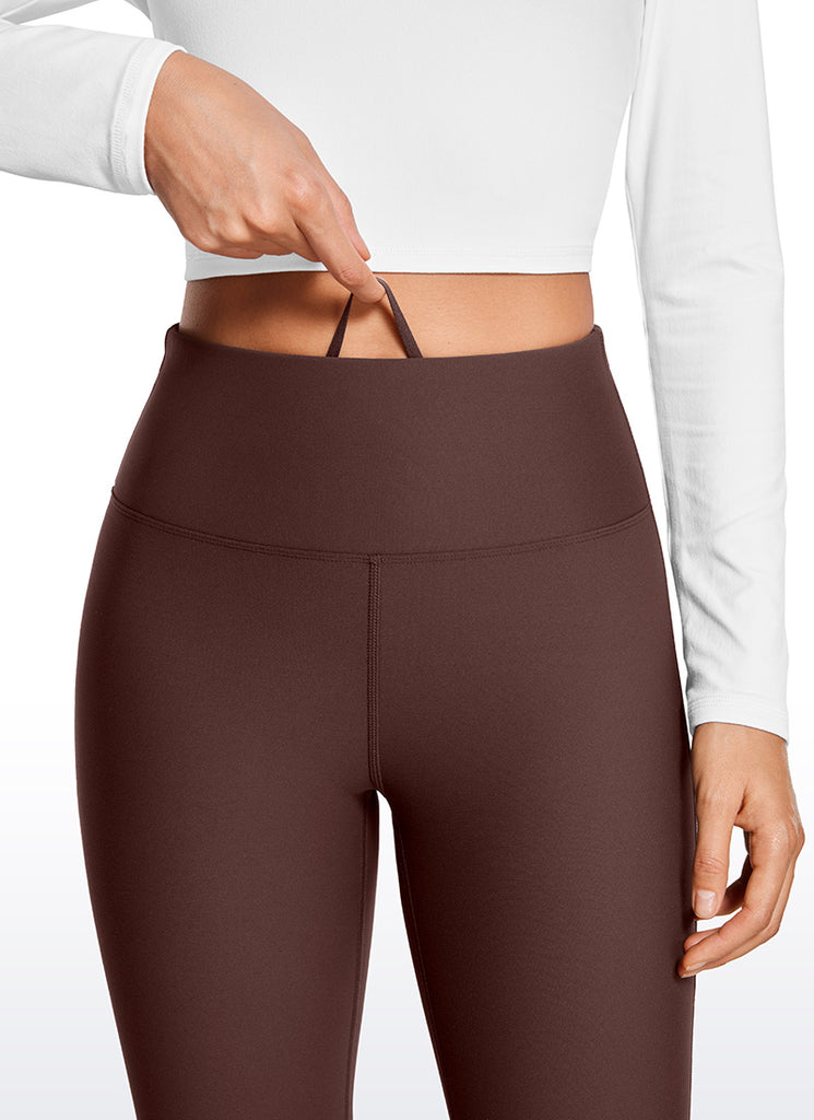 CRZ YOGA Womens Fleece Lined Flare Leggings 31" Taupe