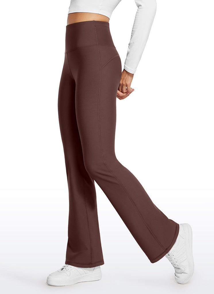 CRZ YOGA Womens Fleece Lined Flare Leggings 31" Taupe