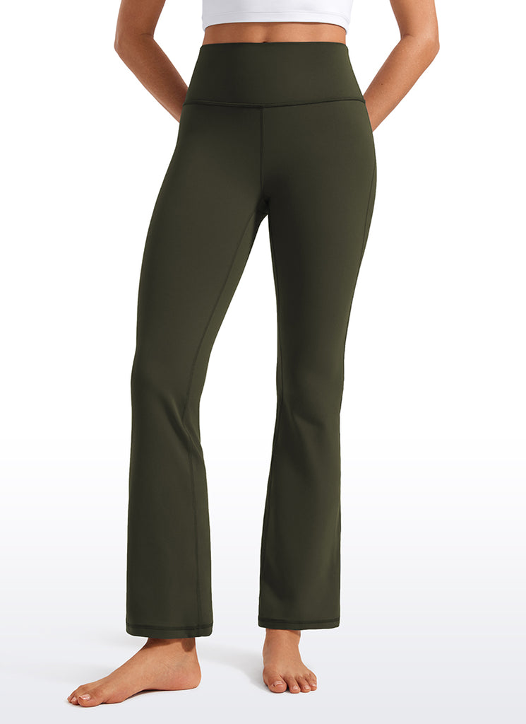 CRZ YOGA Women's Yoga High Waist Butterluxe Flare Pocket Leggings 29" Olive Green