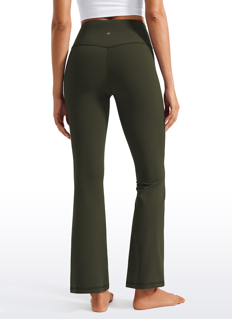 CRZ YOGA Women's Yoga High Waist Butterluxe Flare Pocket Leggings 29" Olive Green