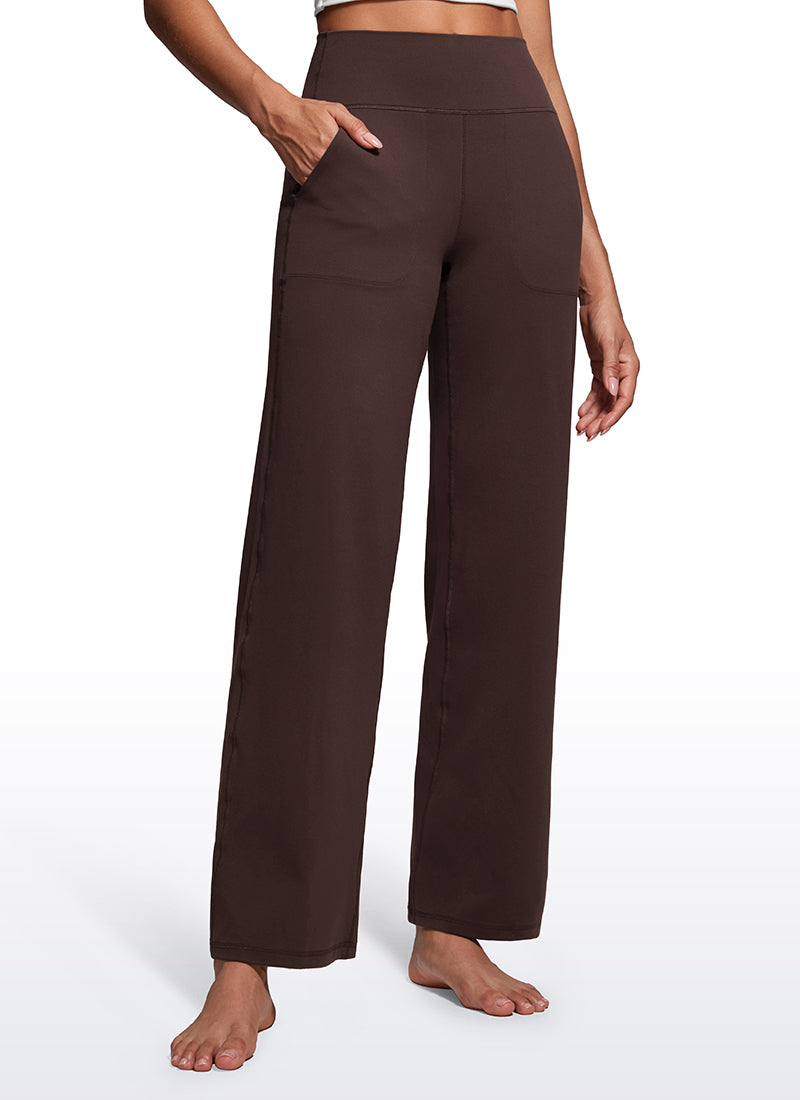 CRZ YOGA Women's Butterluxe High Rise Wide Leg Pants with Pockets 31'' Hot Fudge Brown