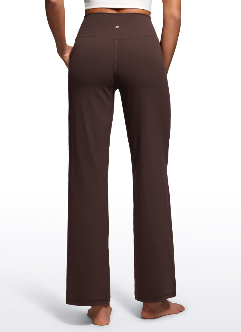 CRZ YOGA Women's Butterluxe High Rise Wide Leg Pants with Pockets 31'' Hot Fudge Brown