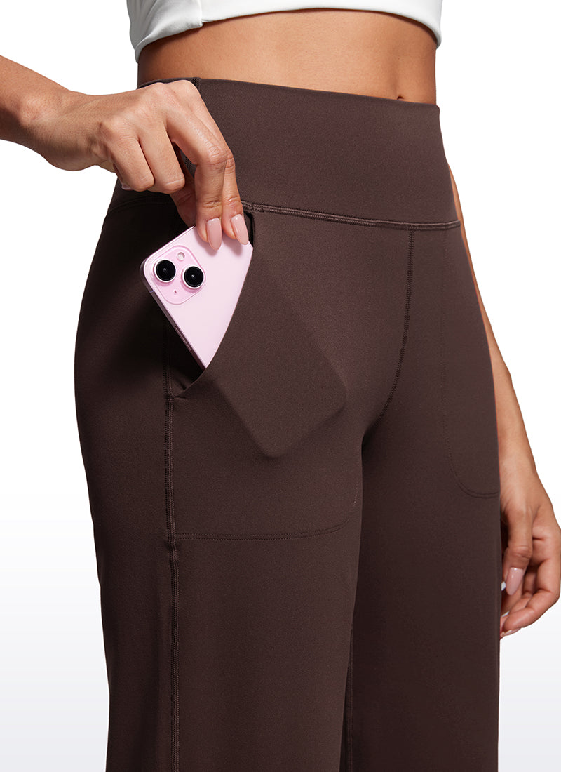 CRZ YOGA Women's Butterluxe High Rise Wide Leg Pants with Pockets 31'' Hot Fudge Brown