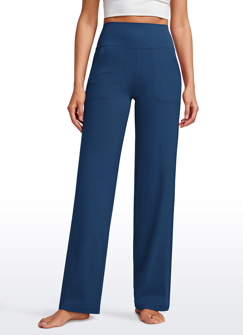 CRZ YOGA Women's Butterluxe High Rise Wide Leg Pants with Pockets 31'' French Navy