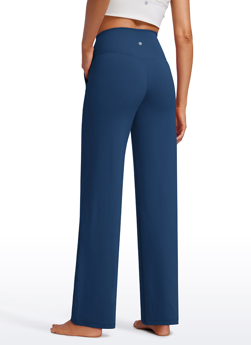 CRZ YOGA Women's Butterluxe High Rise Wide Leg Pants with Pockets 31'' French Navy