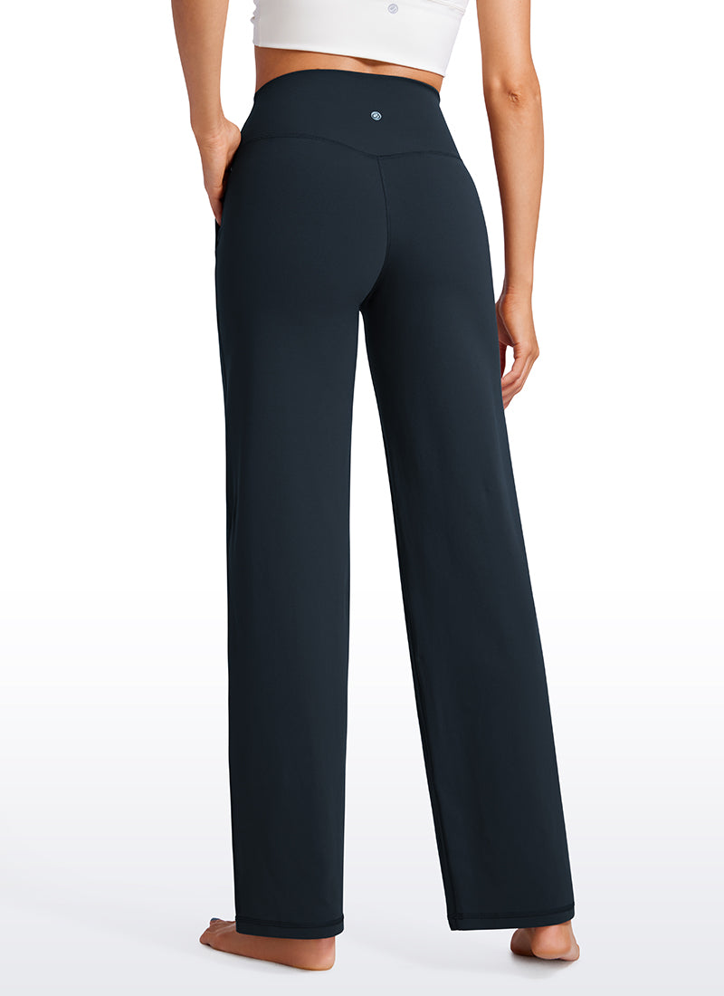 CRZ YOGA Women's Butterluxe High Rise Wide Leg Pants with Pockets 31'' True Navy
