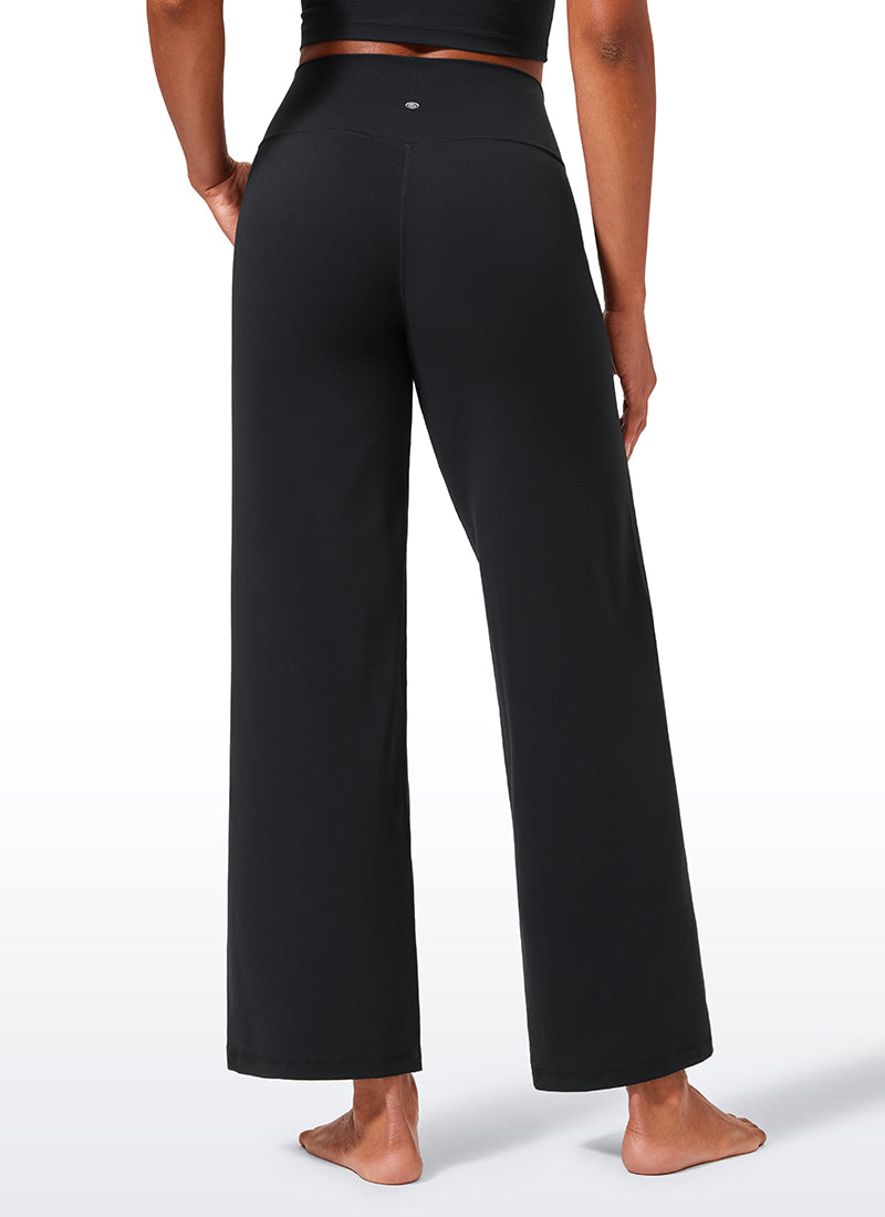 CRZ YOGA Women's Butterlift High Waisted Wide Leg Pants with Pockets Black