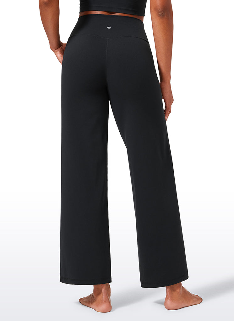 CRZ YOGA Women's Butterlift High Waisted Wide Leg Pants with Pockets Black