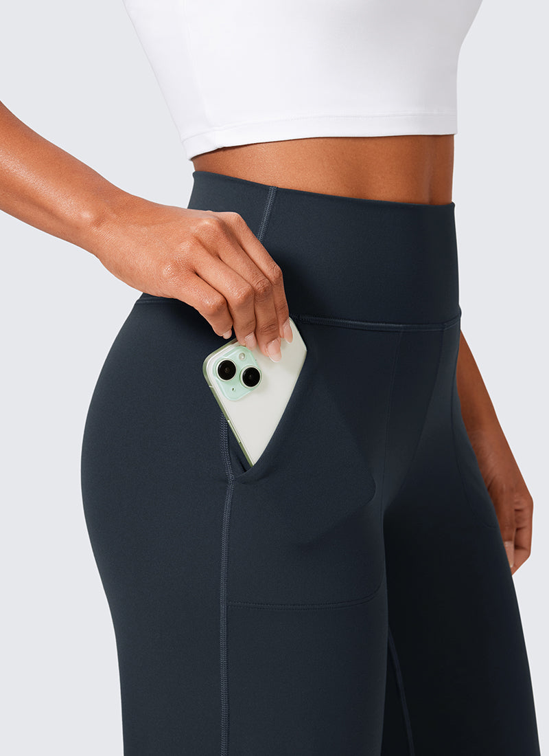 CRZ YOGA Women's Butterlift High Waisted Wide Leg Pants with Pockets True Navy @model_info:Crystal