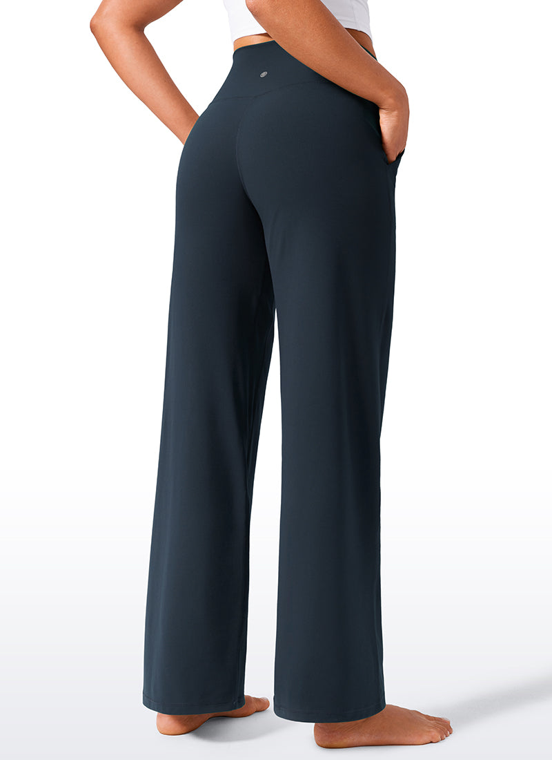 CRZ YOGA Women's Butterlift High Waisted Wide Leg Pants with Pockets Black