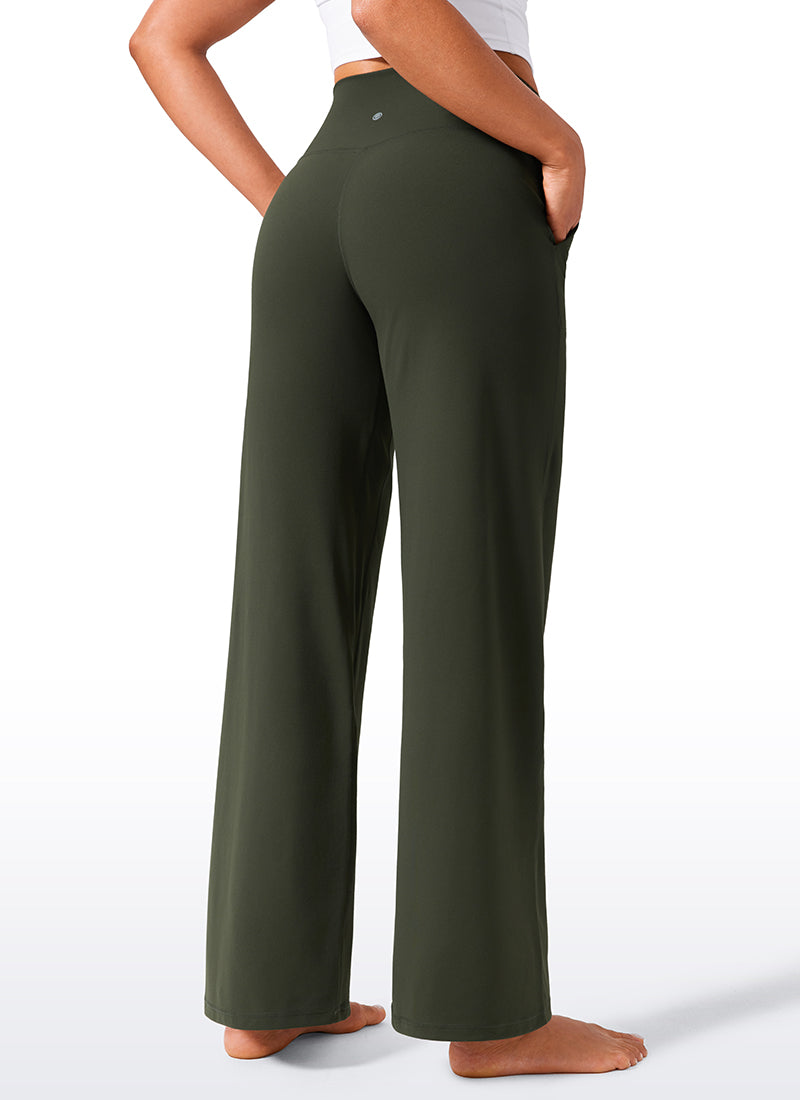 CRZ YOGA Women's Butterlift High Waisted Wide Leg Pants with Pockets True Navy