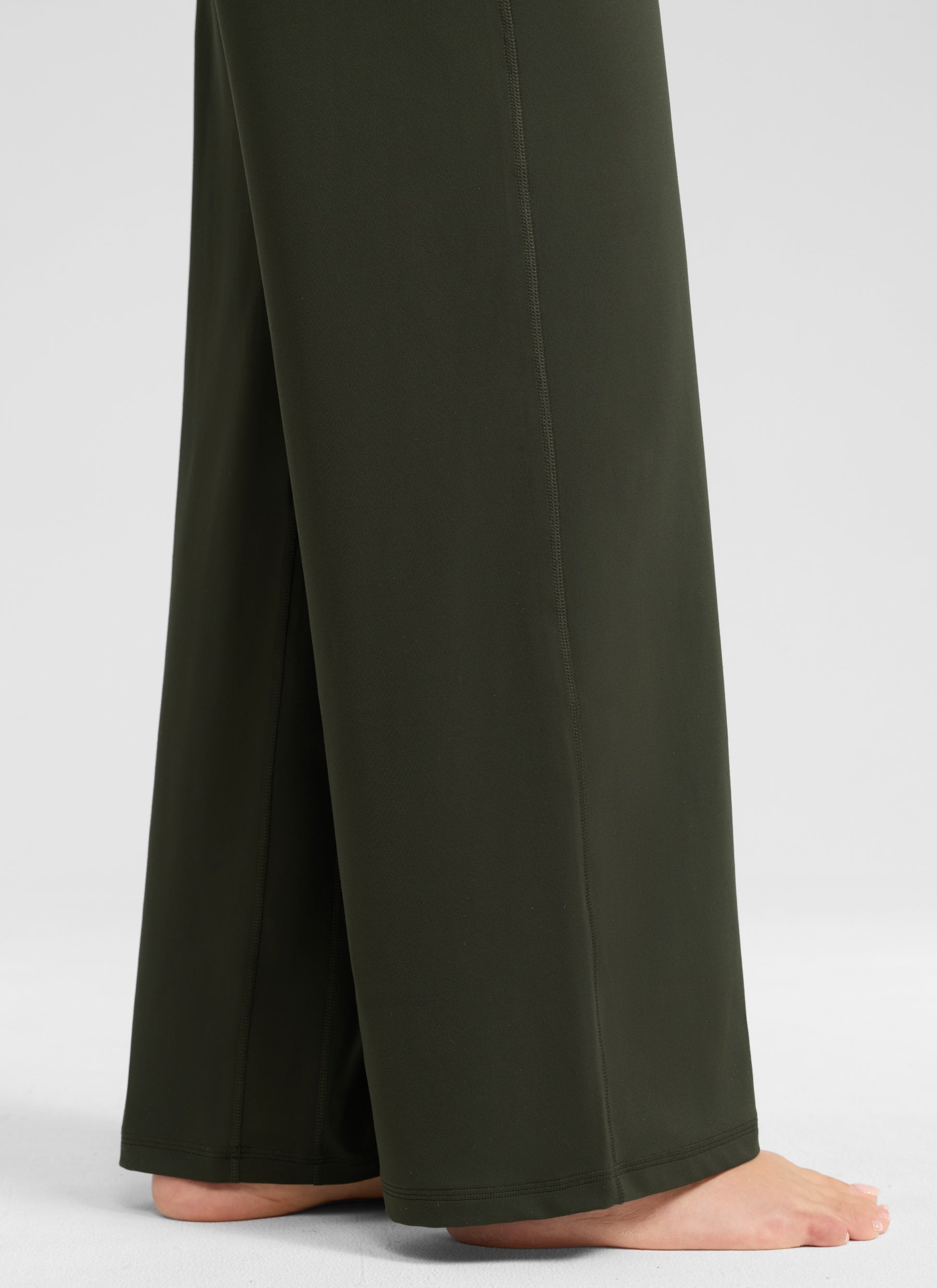 CRZ YOGA Women's Butterlift High Waisted Wide Leg Pants with Pockets Olive Green @model_info:Anano