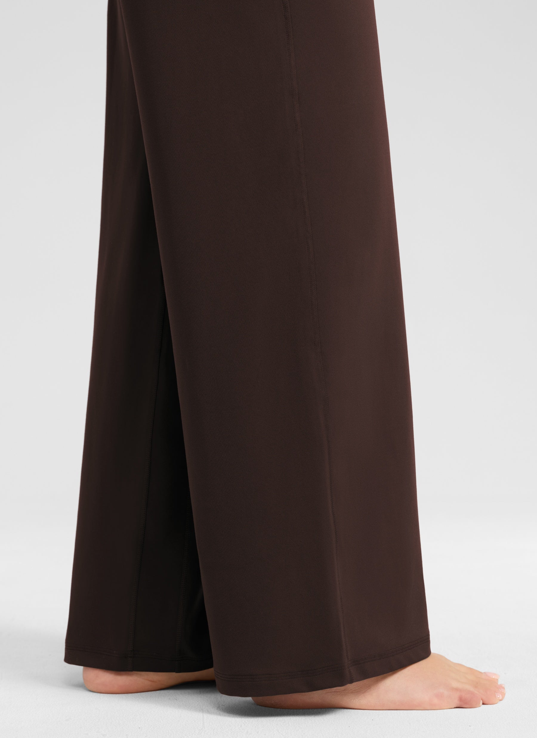 CRZ YOGA Women's Butterlift High Waisted Wide Leg Pants with Pockets Hot Fudge Brown @model_info:Anano