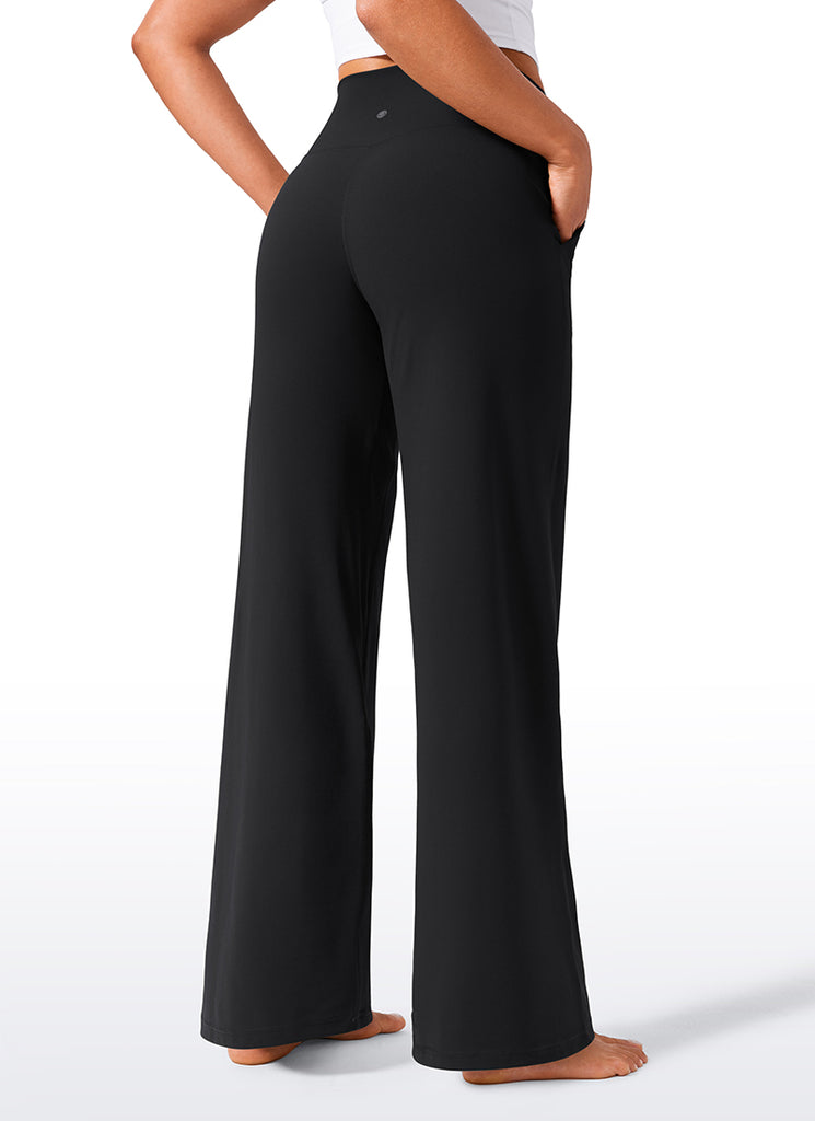 CRZ YOGA Women's Butterlift High Waisted Wide Leg Pants with Pockets 33" Black
