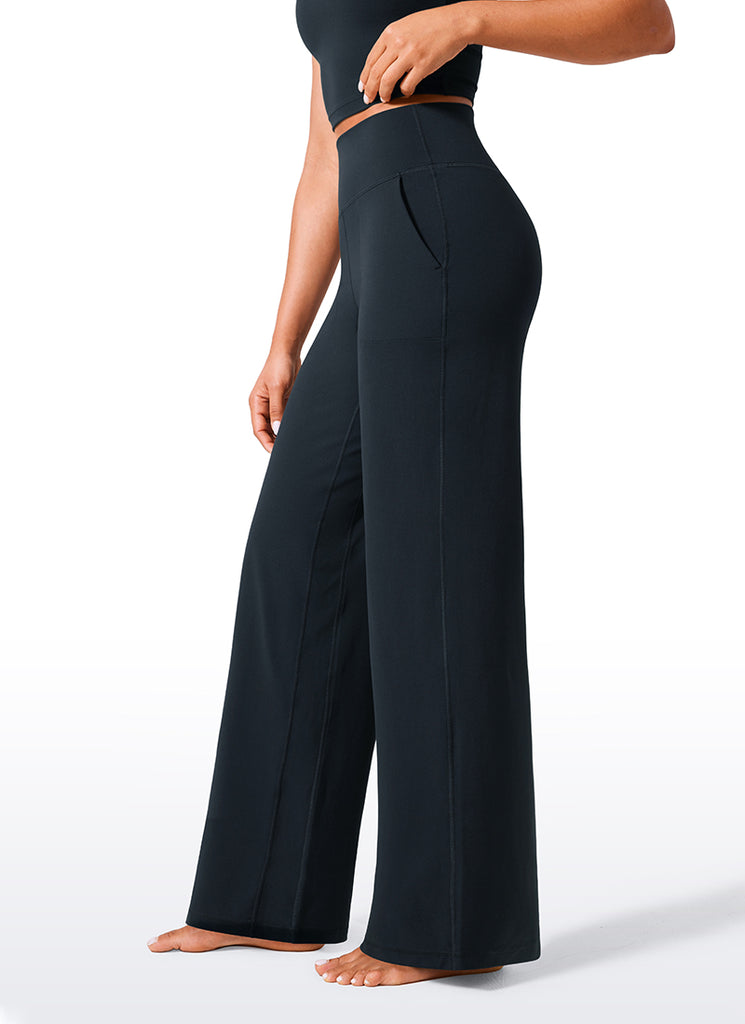 CRZ YOGA Women's Butterlift High Waisted Wide Leg Pants with Pockets 33" True Navy