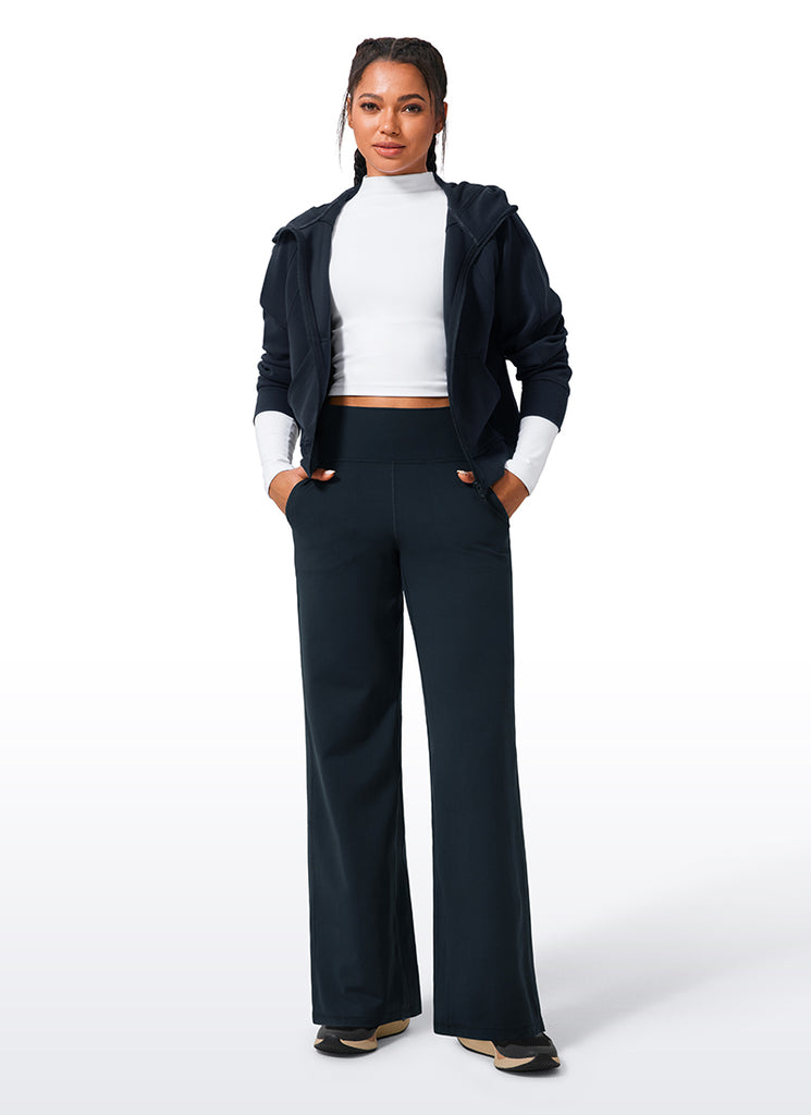 CRZ YOGA Women's Butterlift High Waisted Wide Leg Pants with Pockets 33" True Navy