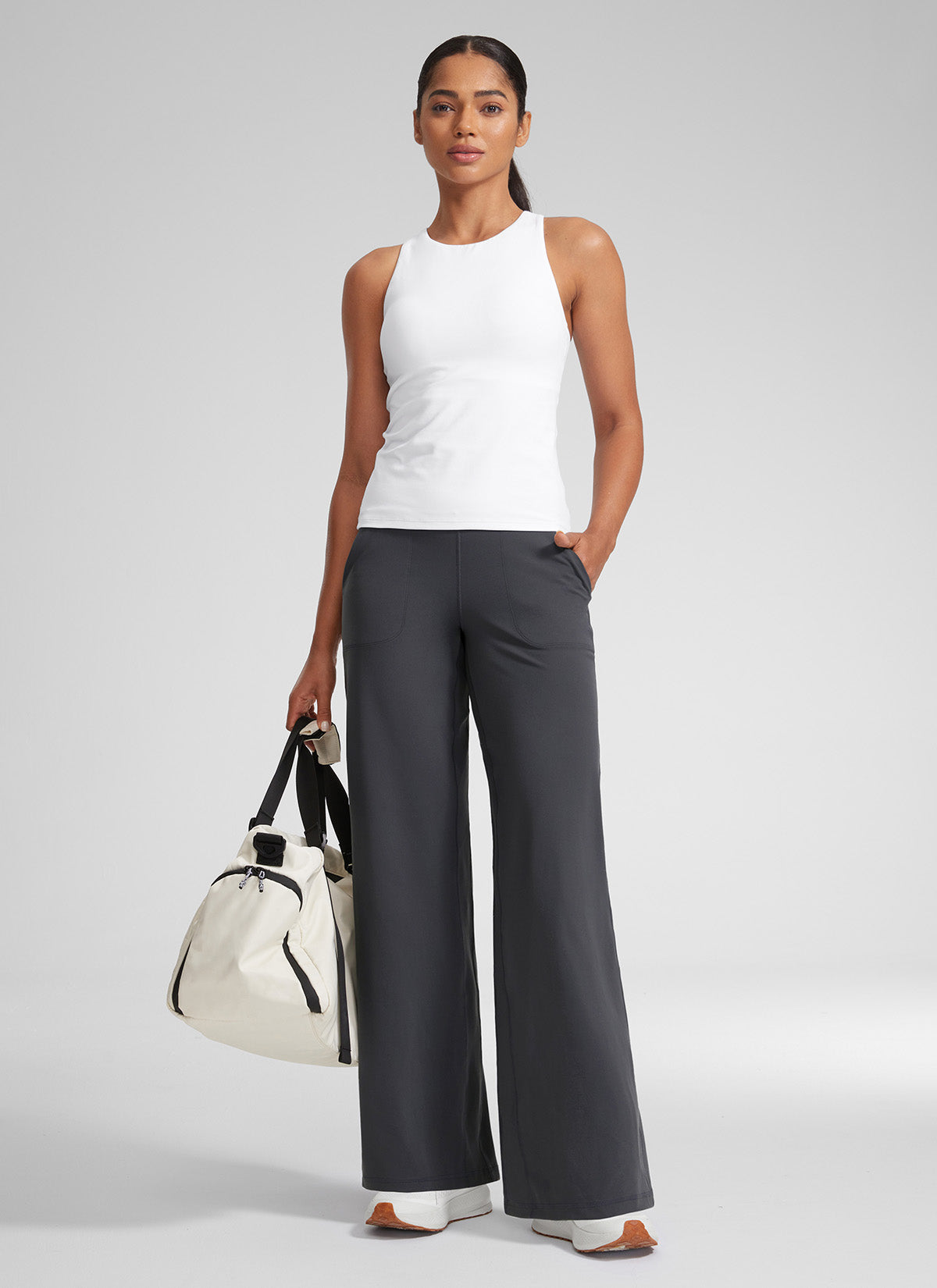 CRZ YOGA Women's Butterlift High Waisted Wide Leg Pants with Pockets 33