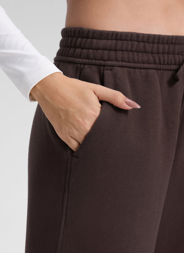 CRZ YOGA Womens Cotton Fleece Lined Straight Leg Lounge Sweatpants30'' Hot Fudge Brown