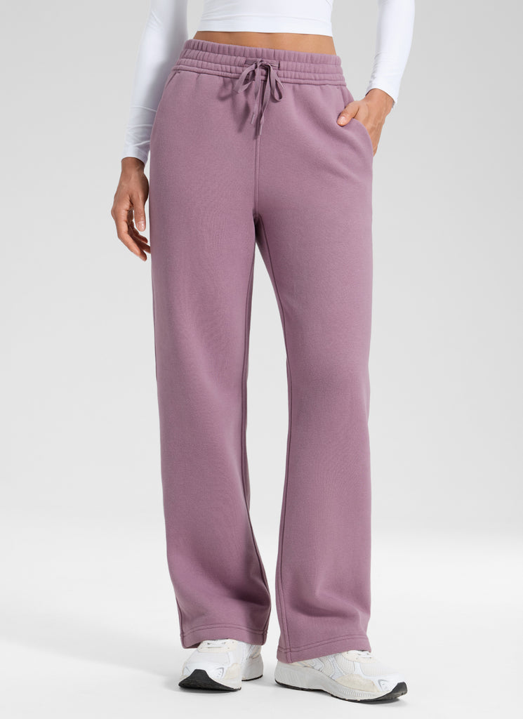 CRZ YOGA Womens Cotton Fleece Lined Straight Leg Lounge Sweatpants30'' Grey Sage