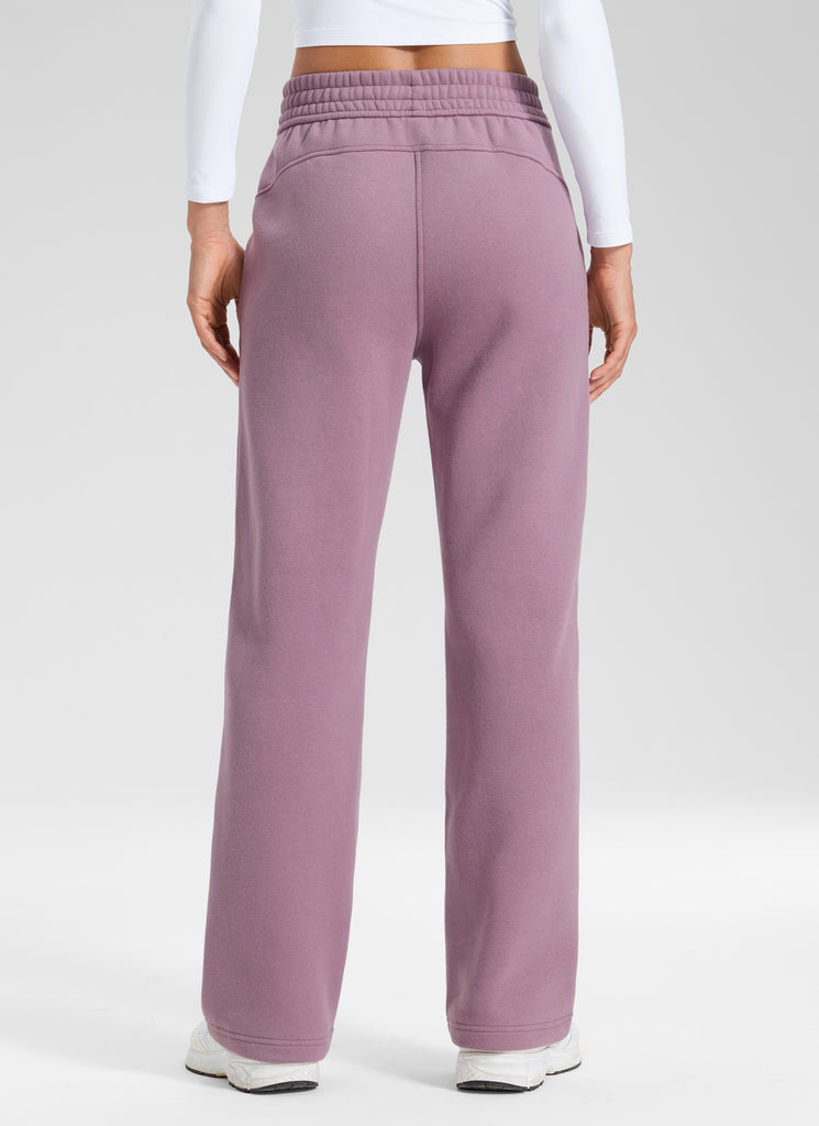 CRZ YOGA Womens Cotton Fleece Lined Straight Leg Lounge Sweatpants30'' Light Lavender