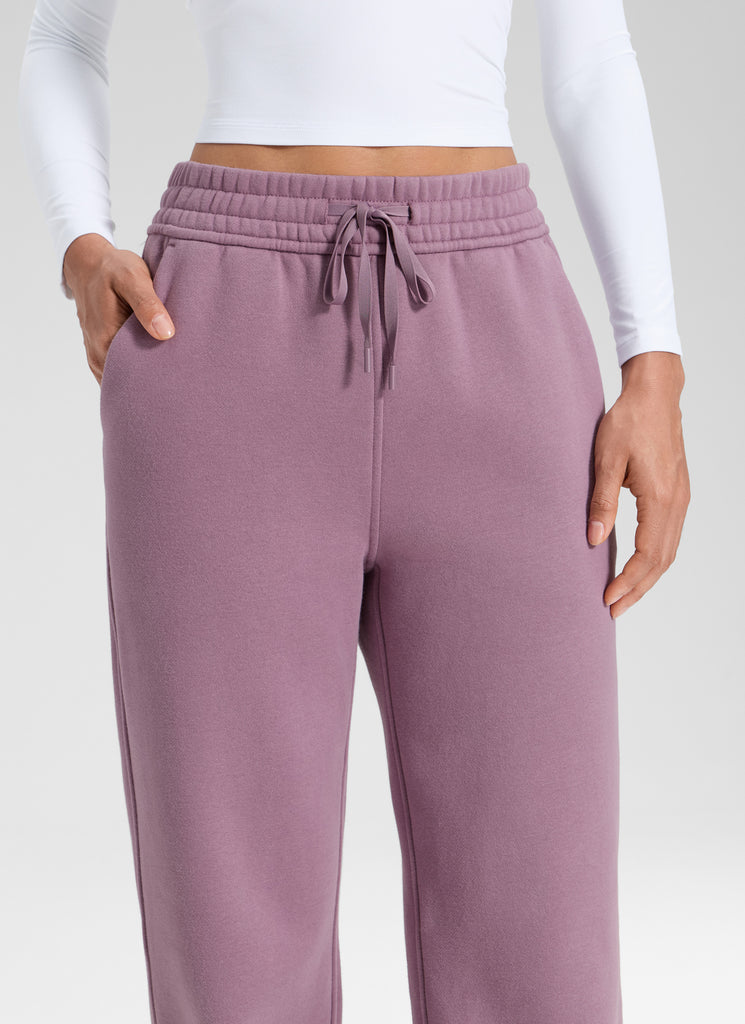 CRZ YOGA Womens Cotton Fleece Lined Straight Leg Lounge Sweatpants30'' Light Lavender