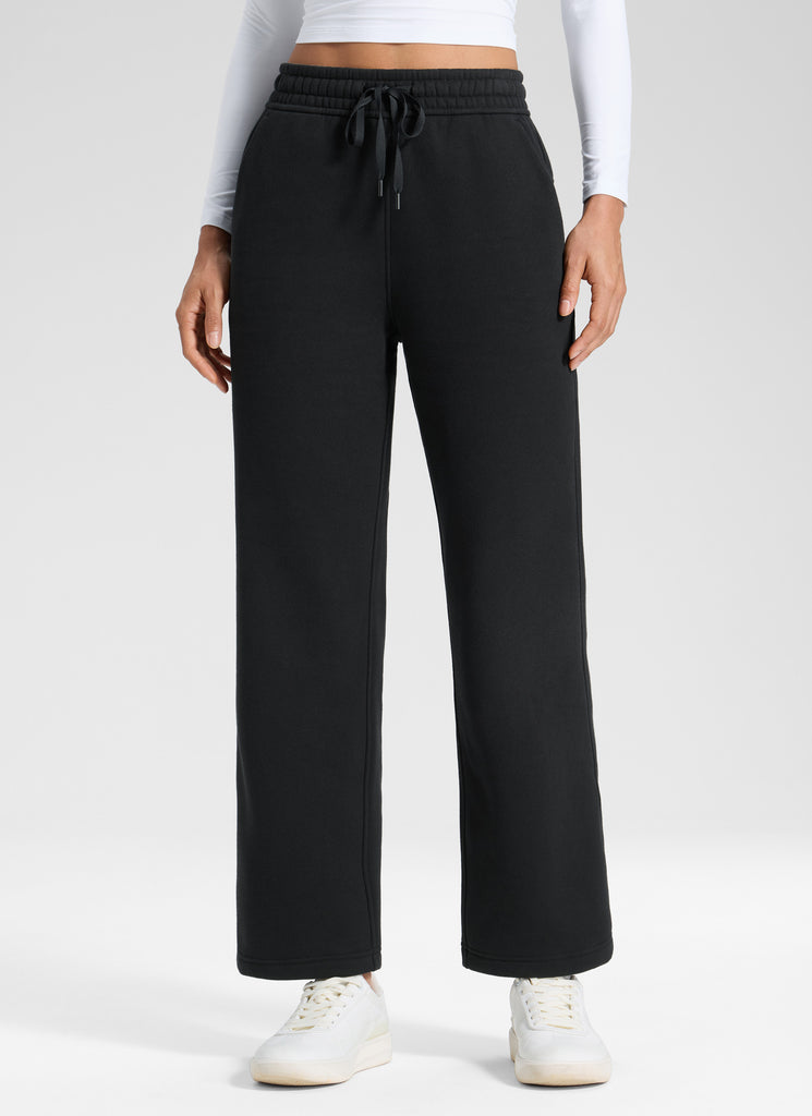 CRZ YOGA Women's Cotton Fleece Lined Casual Straight Leg Pant 28'' Ink Blue