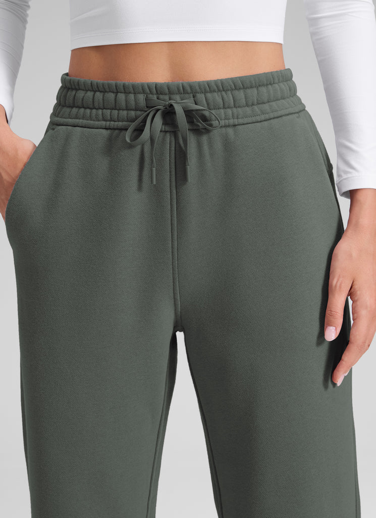 CRZ YOGA Women's Cotton Fleece Lined Casual Straight Leg Pant 28'' Milky White