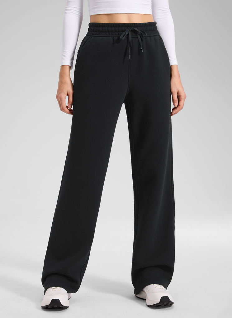 CRZ YOGA Women's Cotton Fleece Lined Casual Straight Leg Pant 32'' Hot Fudge Brown