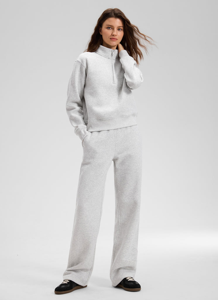 CRZ YOGA Women's Cotton Fleece Lined Casual Straight Leg Pant 32'' Ink Blue