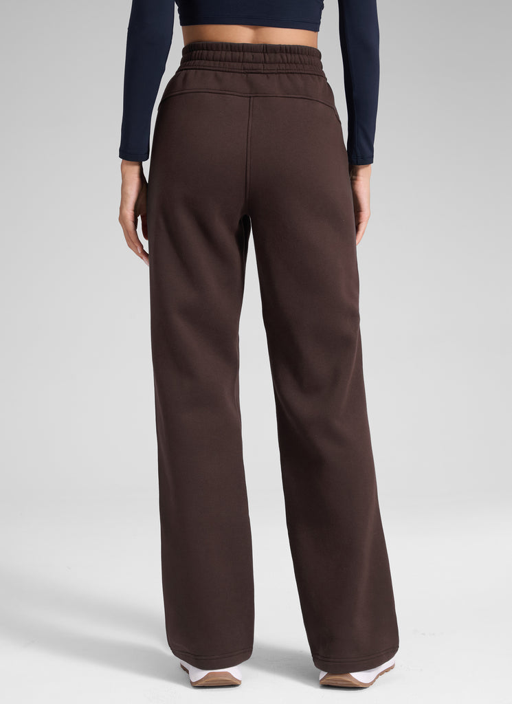 CRZ YOGA Women's Cotton Fleece Lined Casual Straight Leg Pant 32'' Hot Fudge Brown