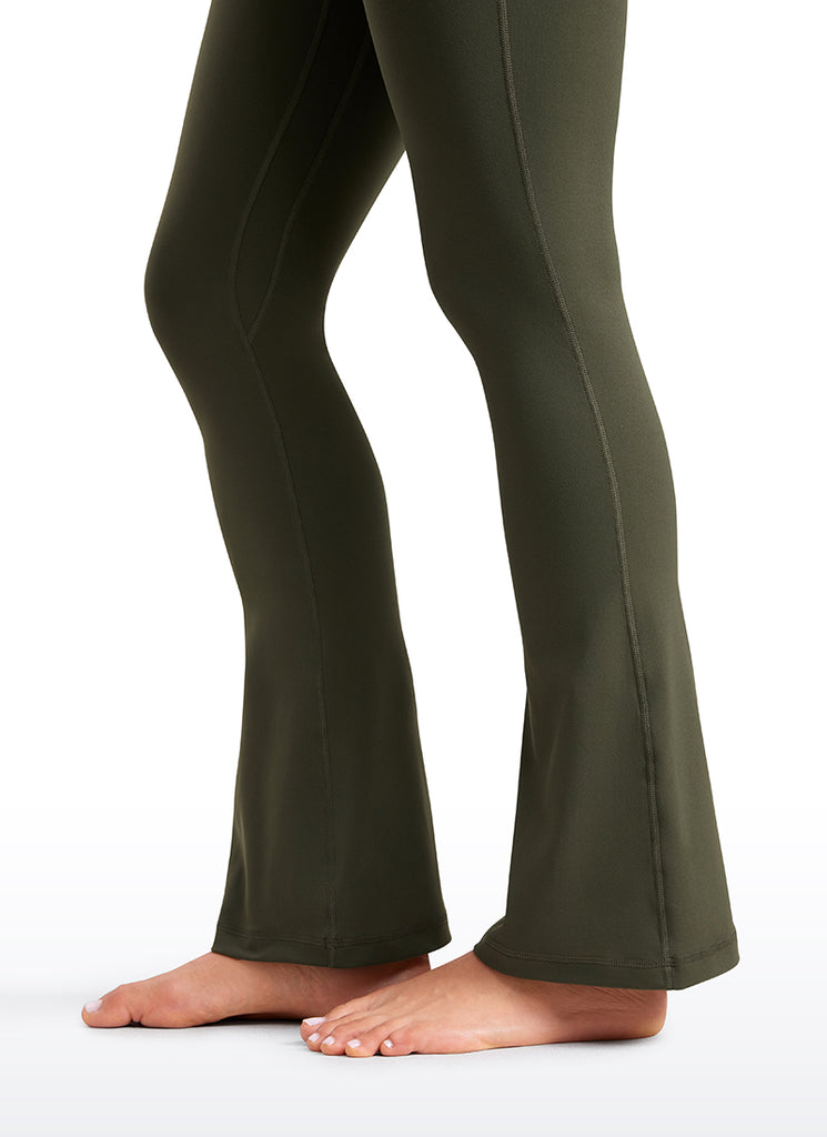 CRZ YOGA Women  Butterluxe High Waist Pockets Mini Flared Leggings 30" Olive Green