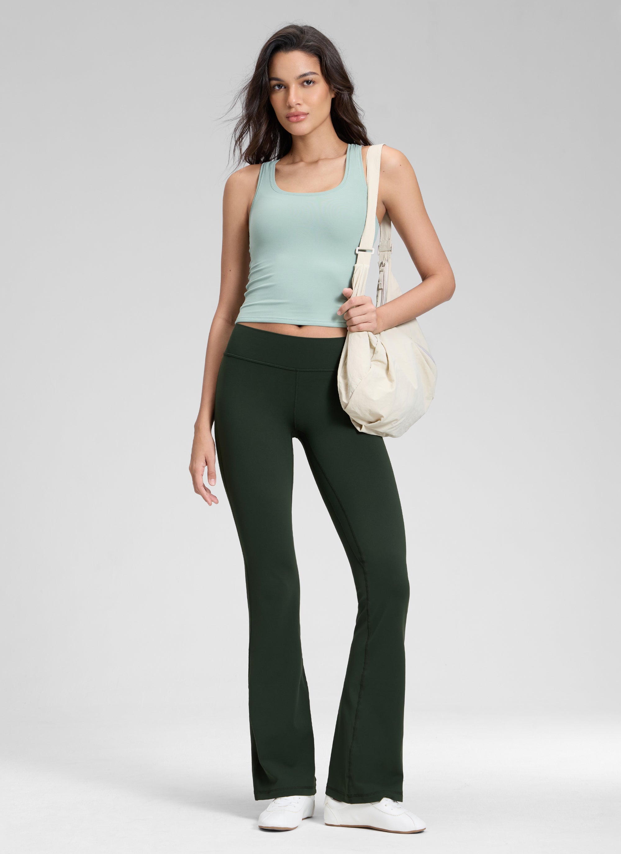 CRZ YOGA Dames Butterlift High Waisted Wide Leg Broek met Zakken 31 - Yoga Lounge Buttery Soft Comfy Casual Olijfgroen L