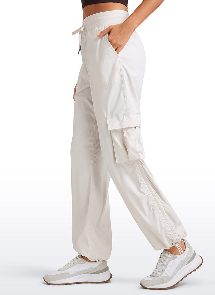 CRZ YOGA  Lightweight Workout Straight Leg Pocket Casual Cargo Pants Milky White