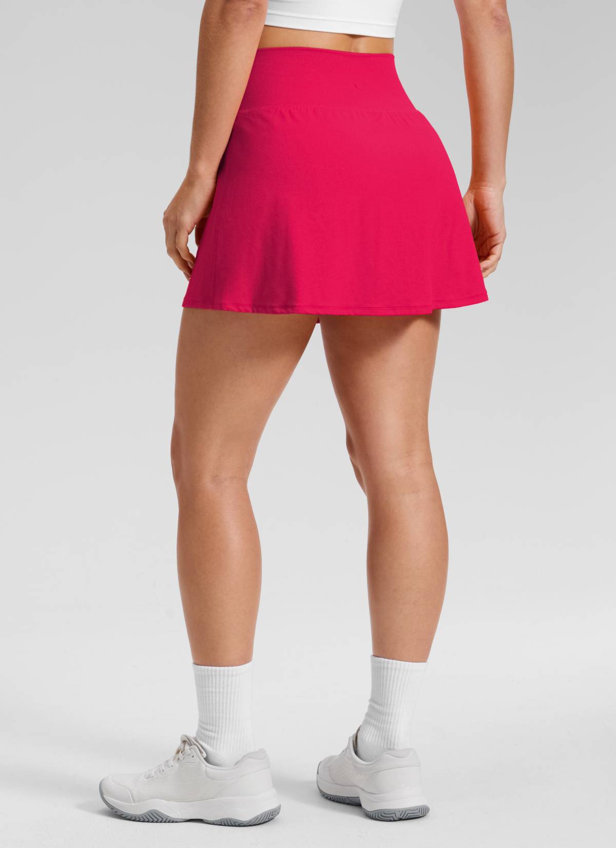 CRZ YOGA Women's Butterluxe High Rise Tennis Skirts 14.5'' with Pocket Viva Magenta @model_info:Aline