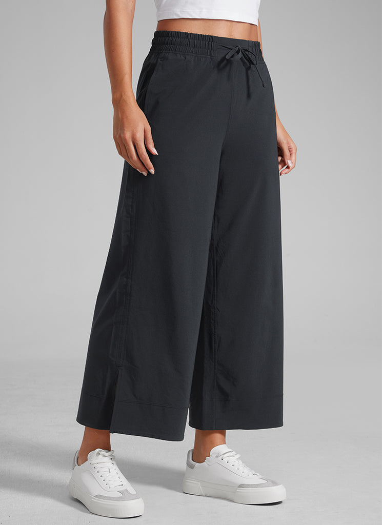 CRZ YOGA Women's  Causal High Waisted Wide Leg Pockets Pants 25'' True Navy