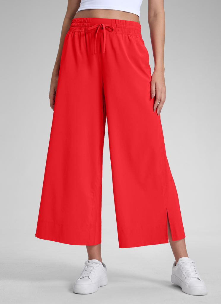 CRZ YOGA Women's  Causal High Waisted Wide Leg Pockets Pants 25'' Platinum Grey