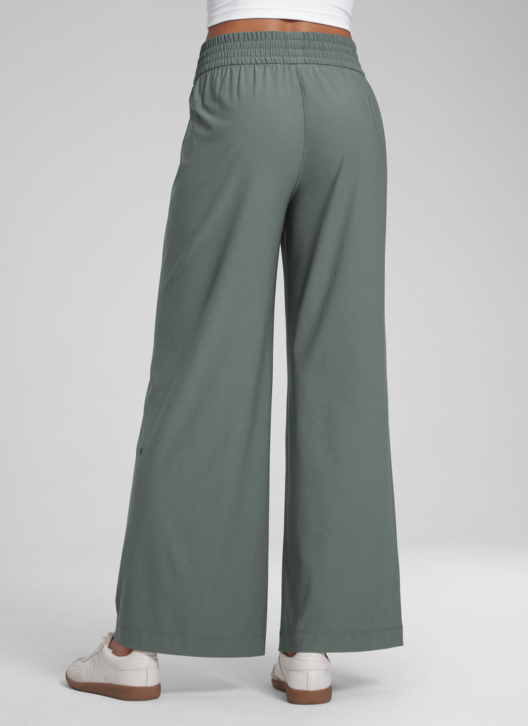 CRZ YOGA Women's Casual High Rise Wide Leg Pants with Pockets 30'' Grey Sage