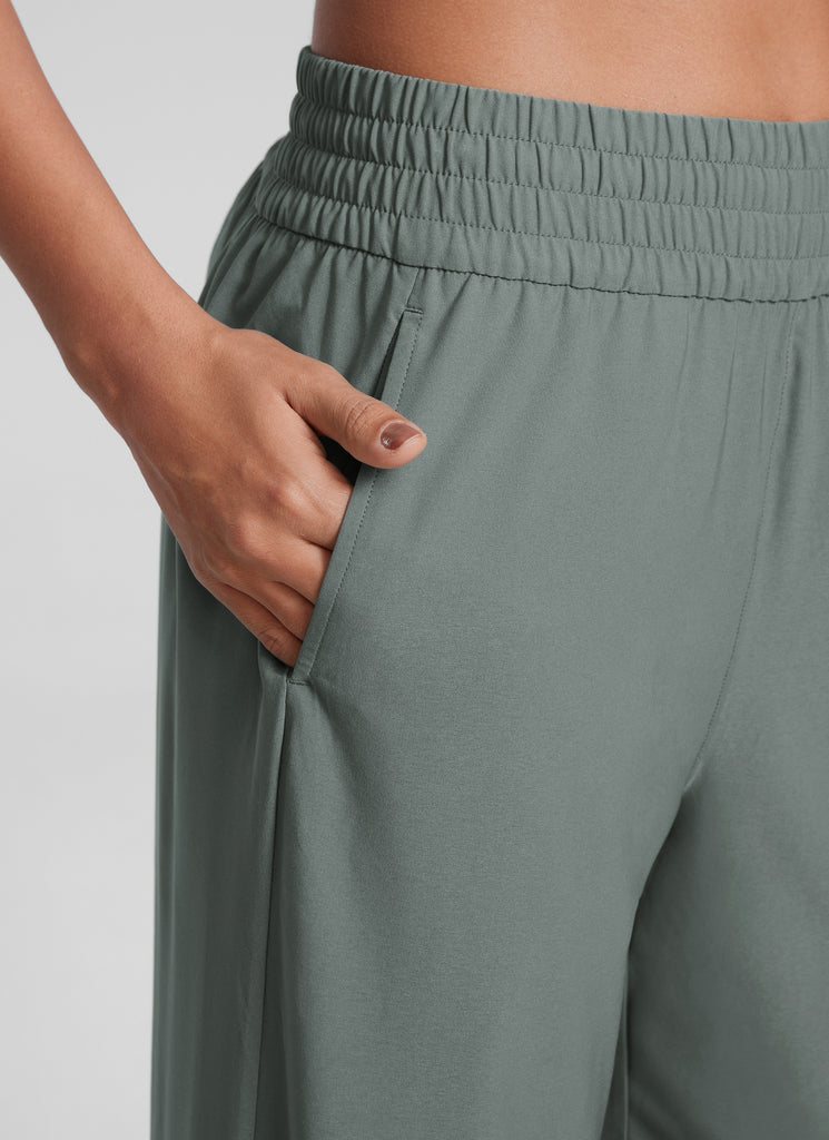 CRZ YOGA Women's Casual High Rise Wide Leg Pants with Pockets 30'' Grey Sage