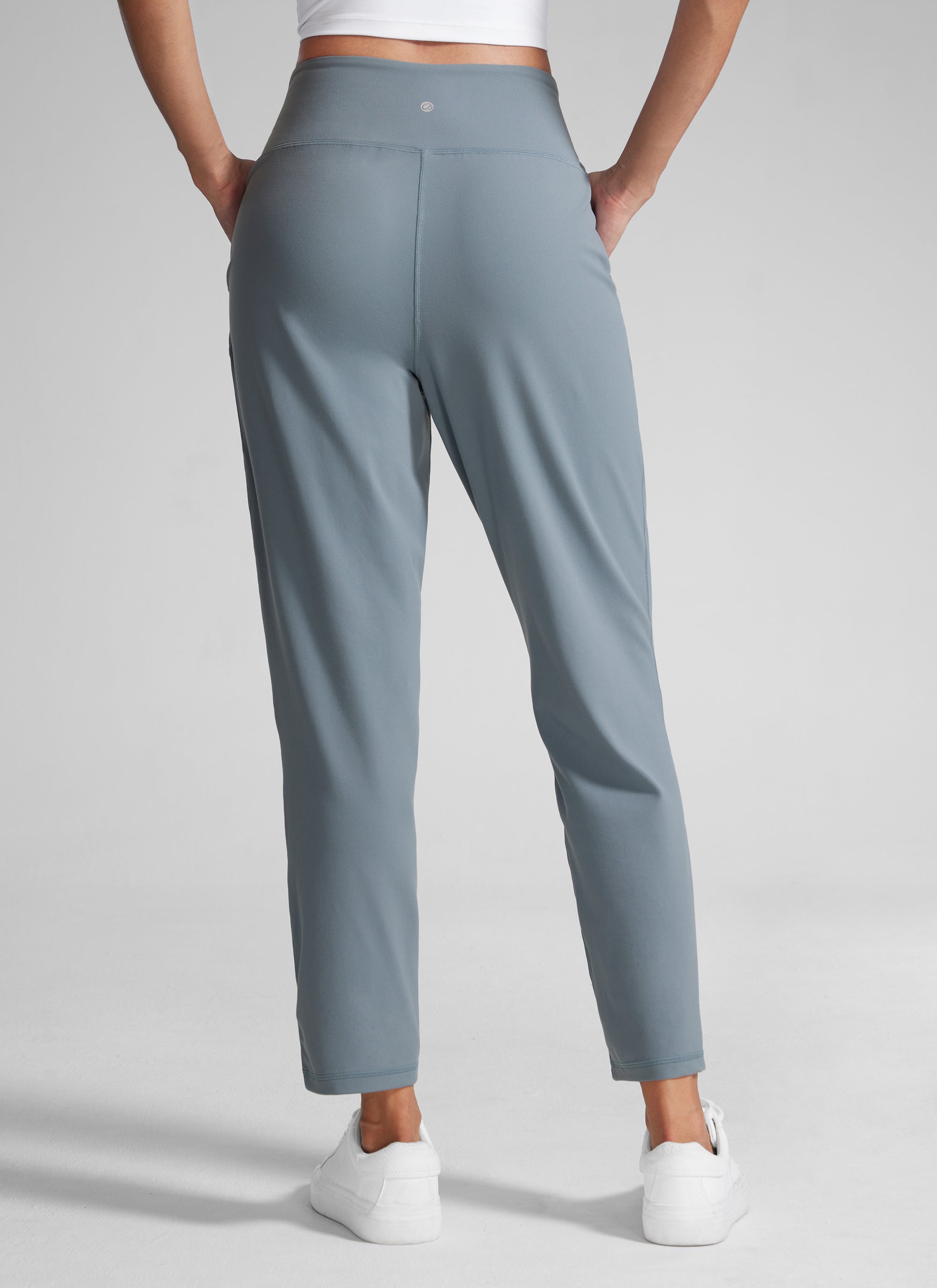 CRZ YOGA Butterlift Women's Casual High Rise Pleated Pants 27'' Belgian Blue @model_info:Paula